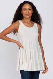 Cream Tiered Sleeveless Top