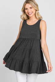 Charcoal Tiered Sleeveless Top