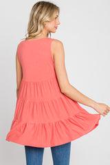 Coral Tiered Sleeveless Top