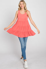 Coral Tiered Sleeveless Top