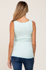 Mint Sleeveless Ribbed Button Front Maternity Top