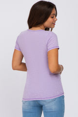 Lavender Ribbed Button Front Maternity Top