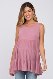 Mauve Tiered Sleeveless Maternity Top