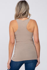 Mocha Ribbed Racerback Maternity Tank Top