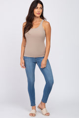 Mocha Ribbed Racerback Tank Top