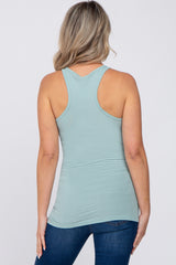 Mint Ribbed Racerback Maternity Tank Top