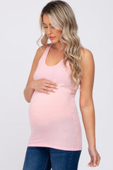 Light Pink Ribbed Racerback Maternity Tank Top