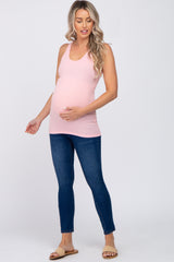 Light Pink Ribbed Racerback Maternity Tank Top