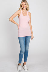 Light Pink Ribbed Racerback Tank Top