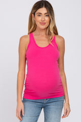 Fuchsia Ribbed Racerback Maternity Tank Top