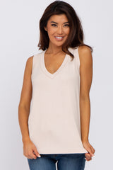 Cream Ribbed Maternity Tank Top