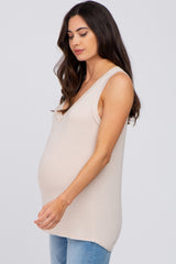 Cream Ribbed Maternity Tank Top