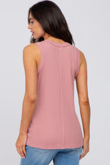 Pink Ribbed Maternity Tank Top