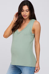 Sage Ribbed Maternity Tank Top