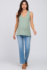 Sage Ribbed Maternity Tank Top