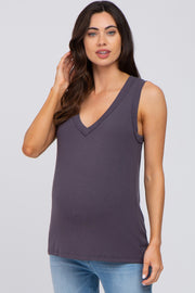 Charcoal Ribbed Maternity Tank Top