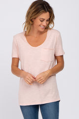 Light Peach Heathered Pocket Front Maternity Top