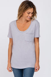 Grey Heathered Pocket Front Top