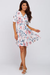 White Floral Nursing Wrap Dress