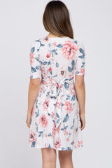 White Floral Maternity/Nursing Wrap Dress