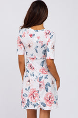 White Floral Nursing Wrap Dress