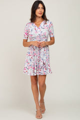 Ivory Floral Waist Tie Dress