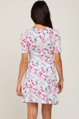 Ivory Floral Waist Tie Dress