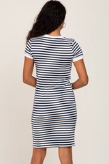 White Black Striped Fitted Dress