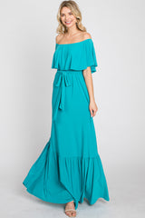 Turquoise Off Shoulder Maxi Dress