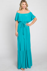 Turquoise Off Shoulder Maxi Dress