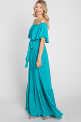 Turquoise Off Shoulder Maxi Dress