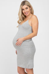 Heather Grey Thin Strap Maternity Dress