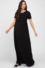 Black Empire Waist Maternity Maxi Dress