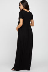 Black Empire Waist Maternity Maxi Dress