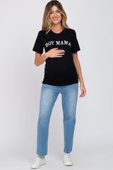 Black "BOY MAMA" Graphic Maternity Tee