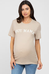 Beige "BOY MAMA" Graphic Maternity Tee