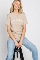 Beige "BOY MAMA" Graphic Maternity Tee