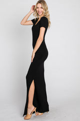 Black Cross Front Ruched Maxi Dress