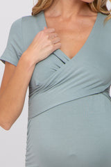 Dark Mint Crossover Maternity/Nursing Fitted Dress