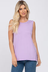 Lavender Sleeveless Side Slit Top