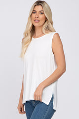 Ivory Sleeveless Side Slit Top