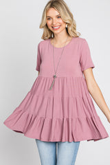 Mauve Tiered Short Sleeve Top