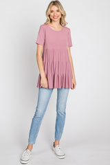 Mauve Tiered Short Sleeve Top