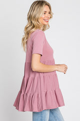 Mauve Tiered Short Sleeve Top