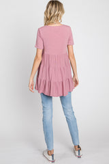 Mauve Tiered Short Sleeve Top