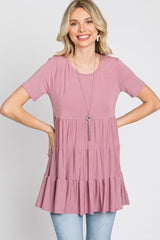 Mauve Tiered Short Sleeve Top