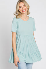 Mint Green Tiered Short Sleeve Top