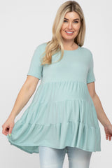 Mint Green Tiered Maternity Short Sleeve Top