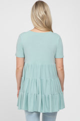 Mint Green Tiered Maternity Short Sleeve Top