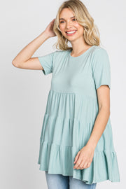 Mint Green Tiered Short Sleeve Top